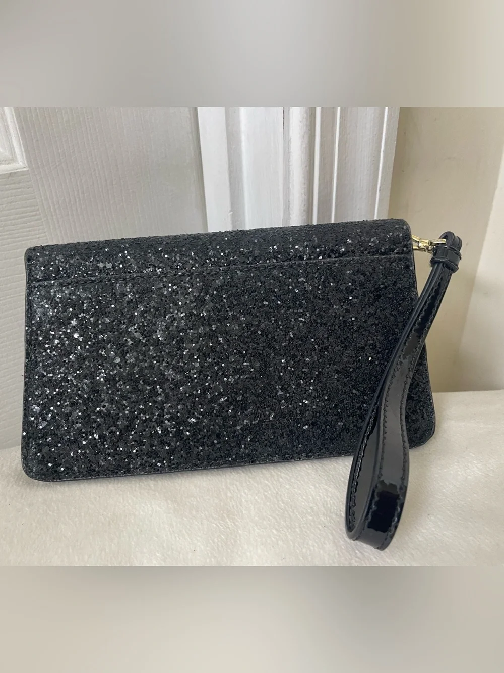 kate spade Black Glitter Wristlet Clutch